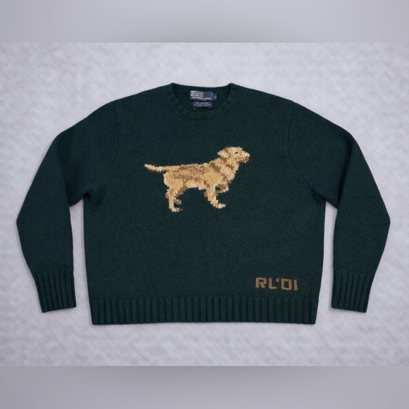 Polo Ralph Lauren Sweaters - VINTAGE 2001 Polo Ralph Lauren Hunting Dog Labrador Retriever Wool Sweater flaws